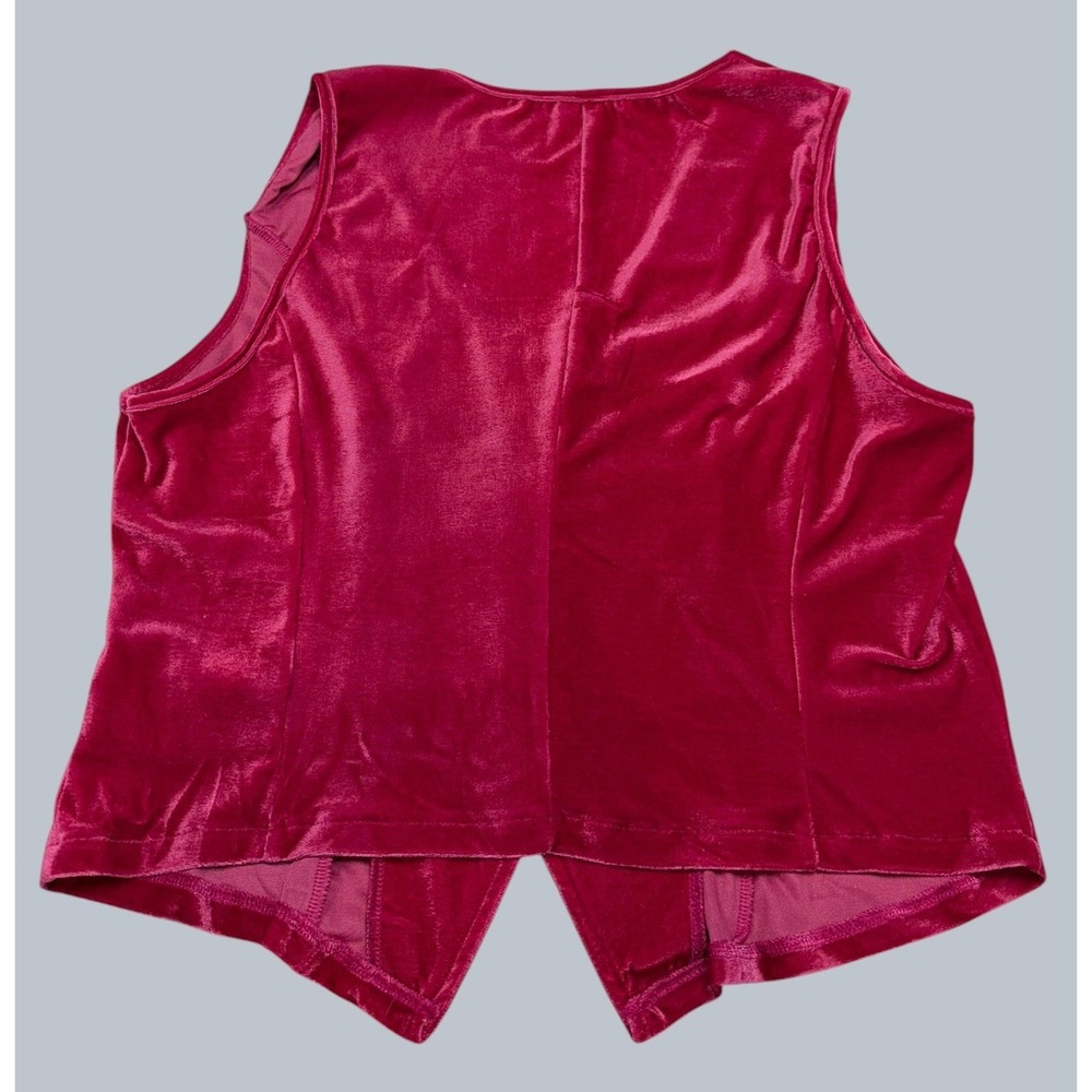 Vintage Style Magenta Pink Velvet Button Front Vest Waistcoat Womens Large  NWOT - Picture 2 of 10